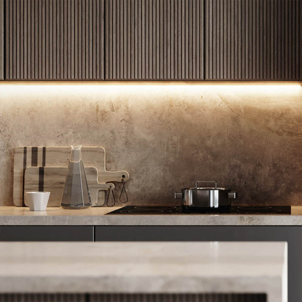 LED strip i køkken med dæmpbar driver