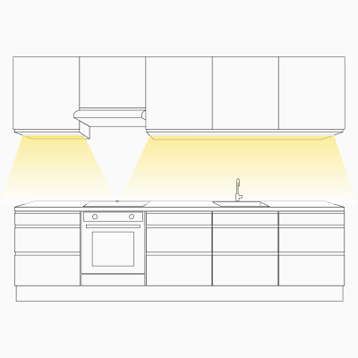 LED strip i køkken med dæmpbar driver